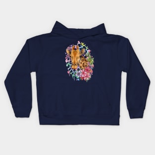 Color Splash Giraffe Design by Lorna Laine Kids Hoodie